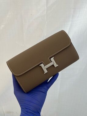Hermes Constance Wallet To Go Etoupe in Epsom Leather and Palladium Hardware